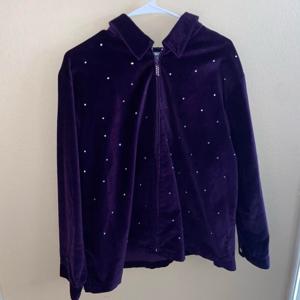 Michael Jackson themed rhinestoned purple velvet jacket  vintage slim sweater